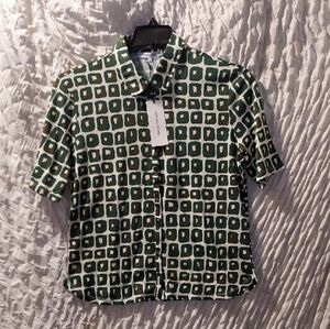 Gerard Darel Green and White Patterned Shirt